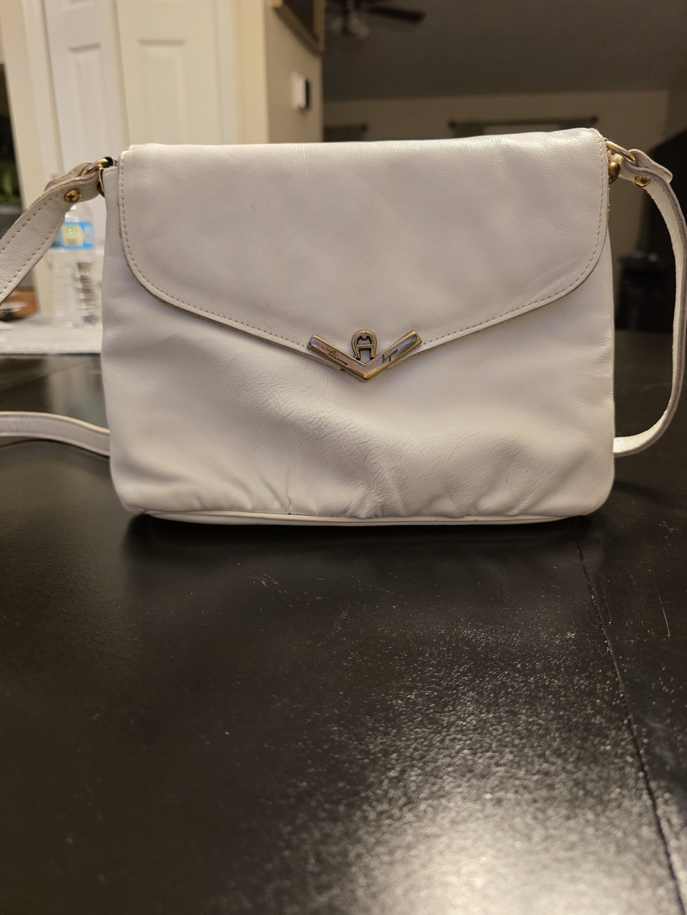 Small Leather Crossbody Etienne Aigner White Leather Handbag Logo On Front